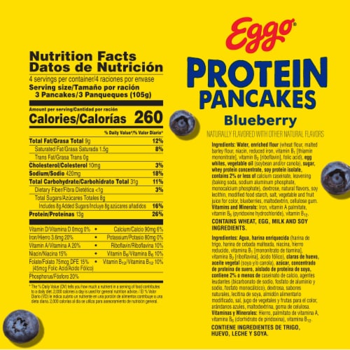 Eggo® Protein Blueberry Frozen Pancakes Perspective: left