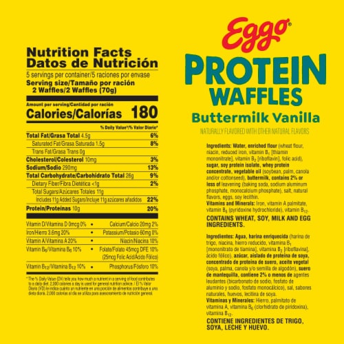 Eggo® Protein Buttermilk Vanilla Frozen Waffles Perspective: left