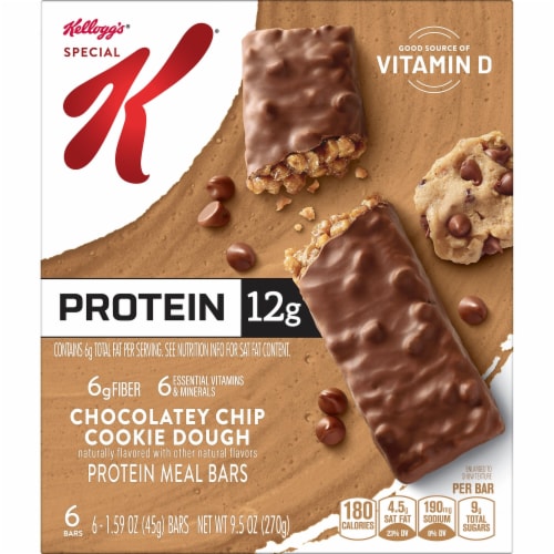 Kellogg's Special K Chocolatey Chip Cookie Dough Protein Meal Bars Perspective: left