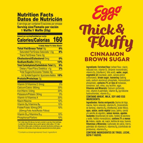 Kellogg's® Eggo® Thick and Fluffy Cinnamon Brown Sugar Frozen Waffles Perspective: left