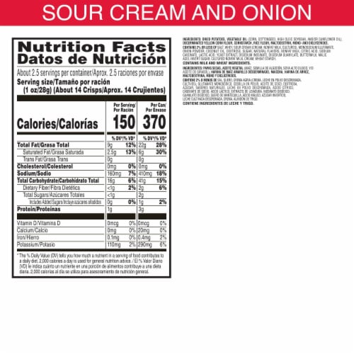 Pringles® Sour Cream and Onion Grab N' Go Potato Crisps Chips Perspective: left