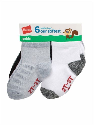 HANES-BOYS/MEN Toddler Ankle Socks TBCSA6 Assorted 4T/5T Perspective: left