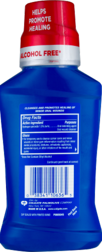 Colgate Peroxyl Mouth Sore Rinse Mild Mint Cleanser Alcohol Free Perspective: left
