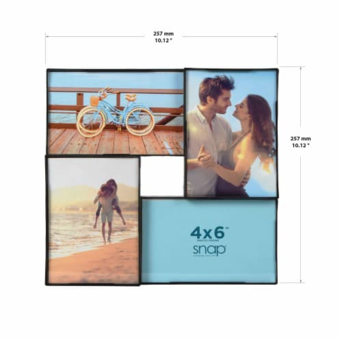 Snap® 4 Opening 4x6 Front Load Collage Photo Frame - Black Perspective: left