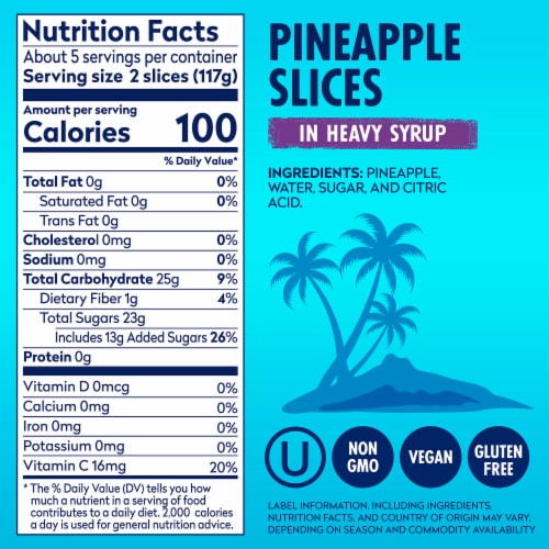 Dole® Canned Pineapple Slices Fruit In Heavy Syrup Perspective: left