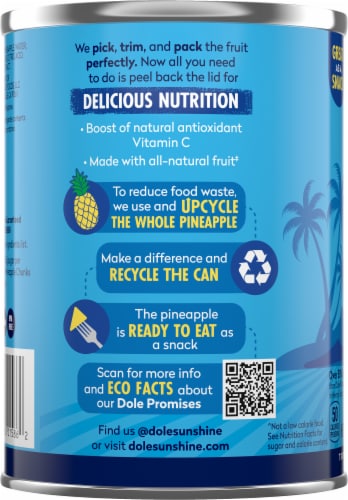 Dole® Pineapple Chunks No Sugar Added Perspective: left