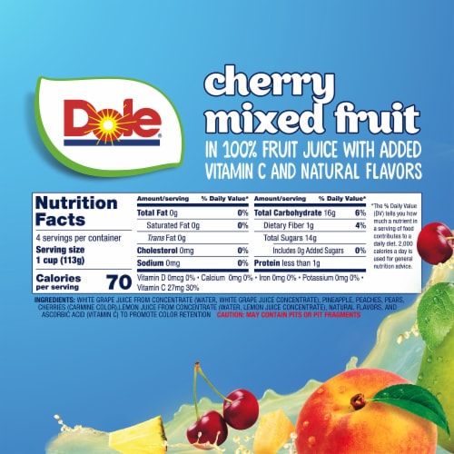 Dole® Fruit Bowls® Cherry Mixed Fruit In 100% Juice Cups Perspective: left