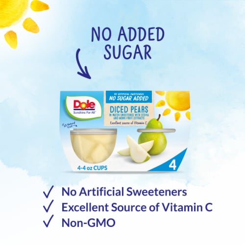 Dole® Fruit Bowls® Diced Pears With No Sugar Added Cups Perspective: left