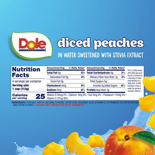 Dole® Fruit Bowls® Diced Peaches with No Sugar Added Cups Perspective: left