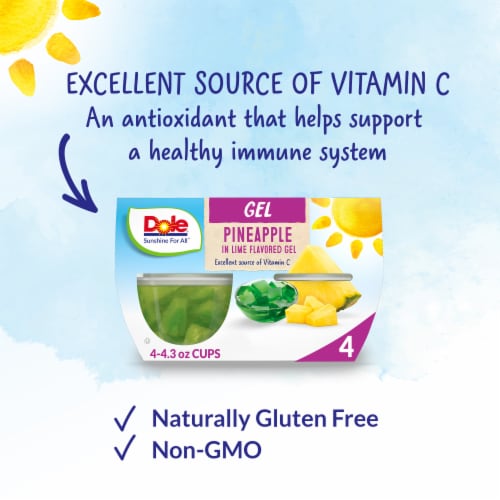 DOLE® Fruit Bowls® Pineapple in Lime Flavored Gel Cups Perspective: left