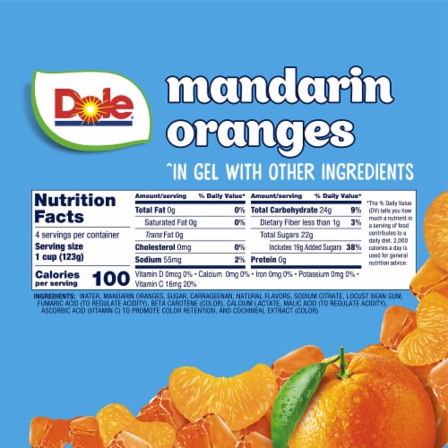 Dole® Fruit Bowls® Mandarins in Orange Flavored Gel Cups Perspective: left