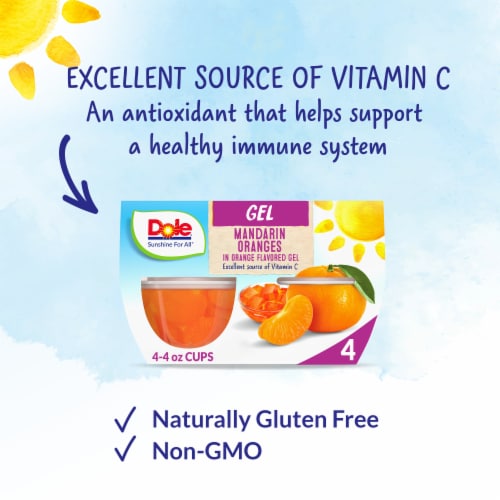 DOLE® FRUIT BOWLS® Mandarins in Orange Flavored Gel Cups Perspective: left