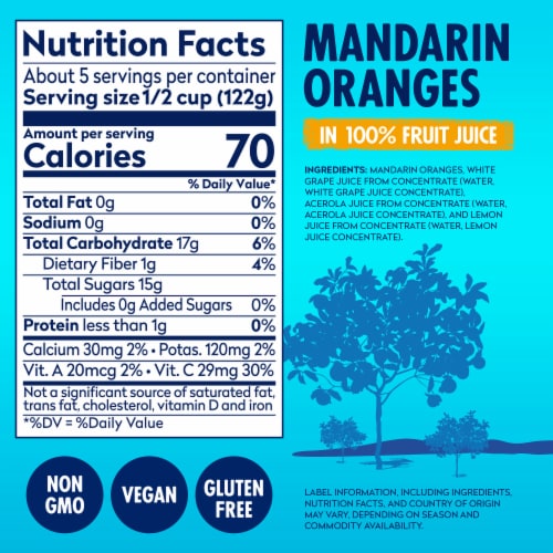 Dole® Mandarin Oranges In 100% Fruit Juice Perspective: left