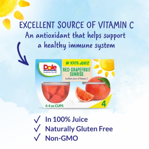 Dole® Fruit Bowls® Red Grapefruit Sunrise In A Blend Of 100% Fruit Juices Cups Perspective: left