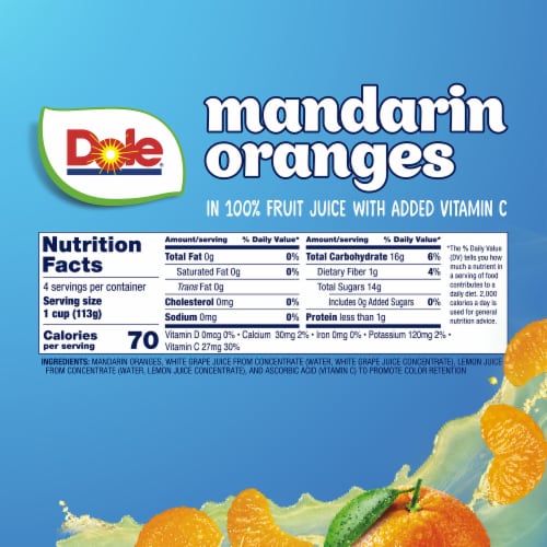 Dole® Fruit Bowls® Mandarin Oranges In 100% Fruit Juice Cups Perspective: left