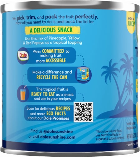 Dole® Tropical Fruit Pineapple and Papaya in Juice Perspective: left