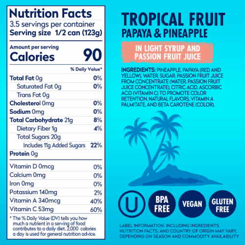 Dole® Canned Tropical Fruit In Light Syrup And Passion Fruit Juice Perspective: left