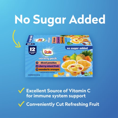 Dole® Fruit Bowls® Variety Pack With No Sugar Added Cups Perspective: left