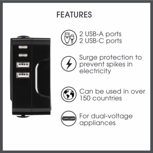 Conair TravelSmart® USB-C All in One Adaptor Perspective: left