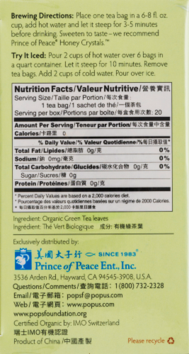 Prince of Peace 100% Organic Green Tea Bags Perspective: left