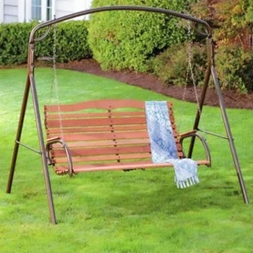 Woodlawn Patio Swing Frame with Steel Tubing and Powder Coated Finish, Bronze Perspective: left