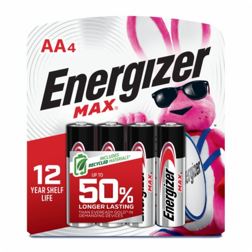 Energizer Max Alkaline AA Batteries - 4 Pack Perspective: left