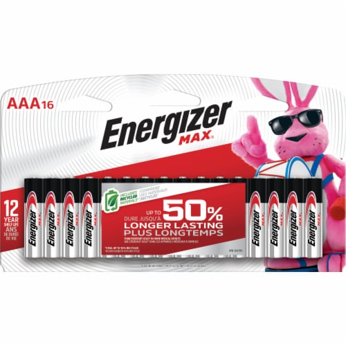 Energizer MAX AAA Batteries 16 Pack, Triple A Alkaline Batteries Perspective: left