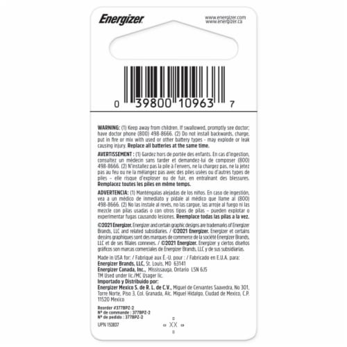 Energizer Watch Electronic Silver Oxide 377 Batteries - 2 Pack Perspective: left