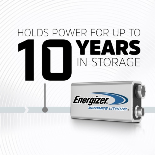 Energizer Lithium 9V Batteries 2 Pack, Lithium 9 Volt Batteries Perspective: left
