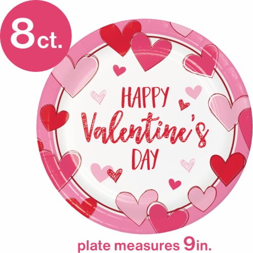 Creative Converting Happy Valentine's Day Disposable Plates - 8 Pack Perspective: left