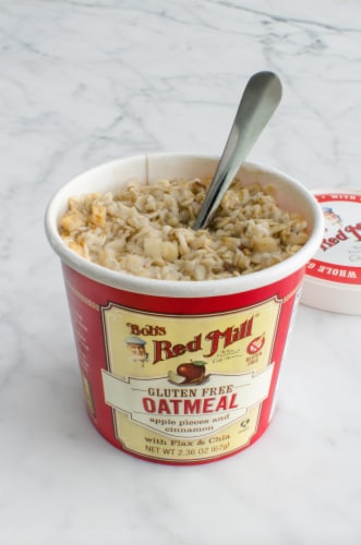 Bob's Red Mill Gluten Free Apple Cinnamon Oatmeal Cup Perspective: left
