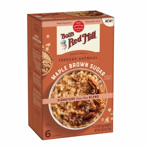 Bob's Red Mill Whole Grain Maple Brown Sugar Instant Oatmeal Packets Perspective: left