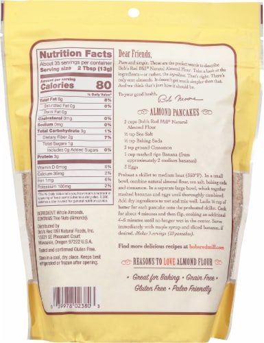 Bob's Red Mill Gluten Free Super-Fine Natural Almond Flour Perspective: left