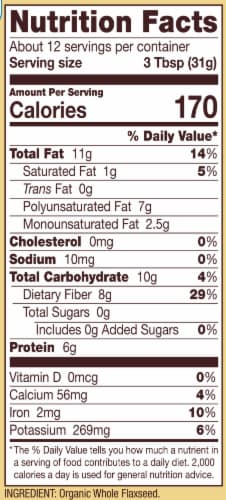 Bob's Red Mill Organic Gluten Free Whole Flaxseed Perspective: left