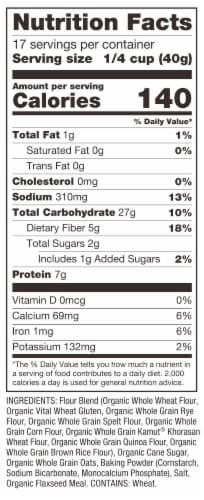 Bob's Red Mill Organic 7 Grain Whole Grain Pancake & Waffle Mix Perspective: left