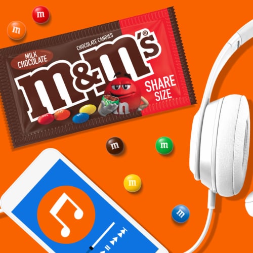 M&M'S Milk Chocolate Candy Share Size Bag Perspective: left