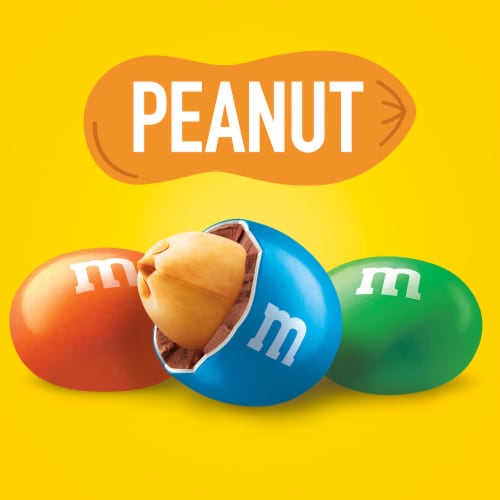 M&M'S Peanut Milk Chocolate Candy Share Size Bag Perspective: left