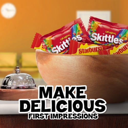 Skittles and Starburst Fun Size Pieces Candy Bag Perspective: left