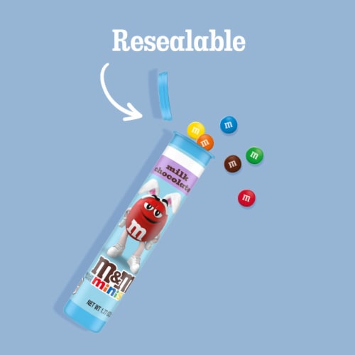 M&M'S Minis Milk Chocolate Easter Basket Candy Mega Tube Perspective: left