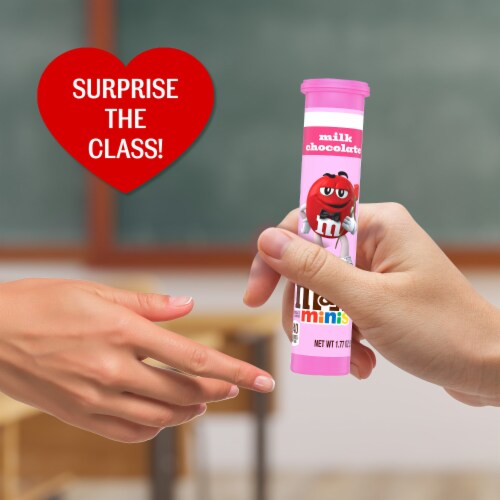 M&M'S Minis Milk Chocolate Valentine's Day Candy Mega Tube Perspective: left