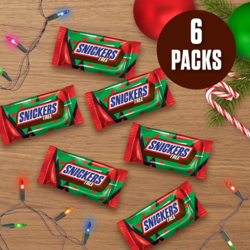 Snickers Holiday Chocolate Christmas Candy Tree Full Size Bar Pack Perspective: left