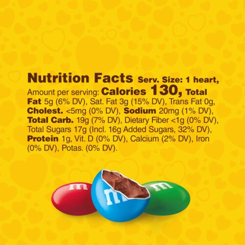M&M's® Milk Chocolate Valentine Candy Heart Perspective: left