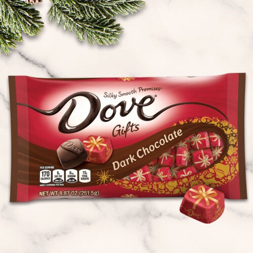 Dove Promises Dark Chocolate Christmas Candy Bag Perspective: left