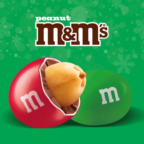 M&M'S Peanut Milk Chocolate Christmas Candy Gift Box Perspective: left