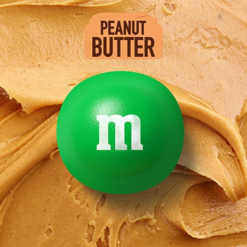 M&M'S Peanut Butter Milk Chocolate Candy Family Size Bag Perspective: left