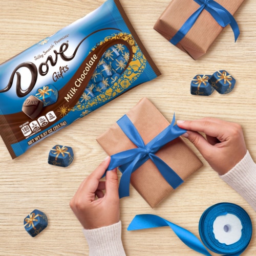 Dove Promises Milk Chocolate Christmas Candy Bag Perspective: left