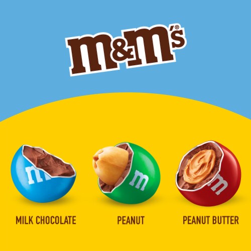 M&M'S Milk Chocolate Peanut & Peanut Butter Summer Candy Variety Assortment Box Perspective: left