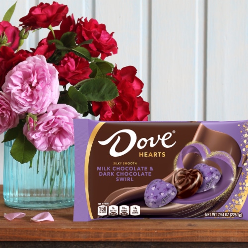 Dove Promises Valentines Day Milk & Dark Swirl Chocolate Candy Bag Perspective: left