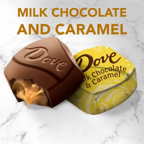 Dove Promises Individually Wrapped Milk Chocolate Caramel Candy Bag Perspective: left