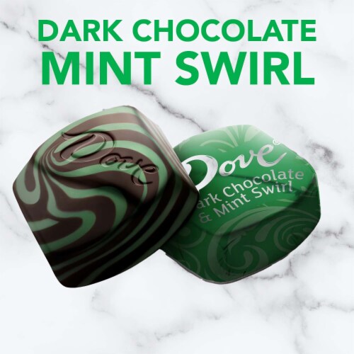 Dove Promises Mint Swirl Dark Chocolate Candy Individually Wrapped Bag Perspective: left